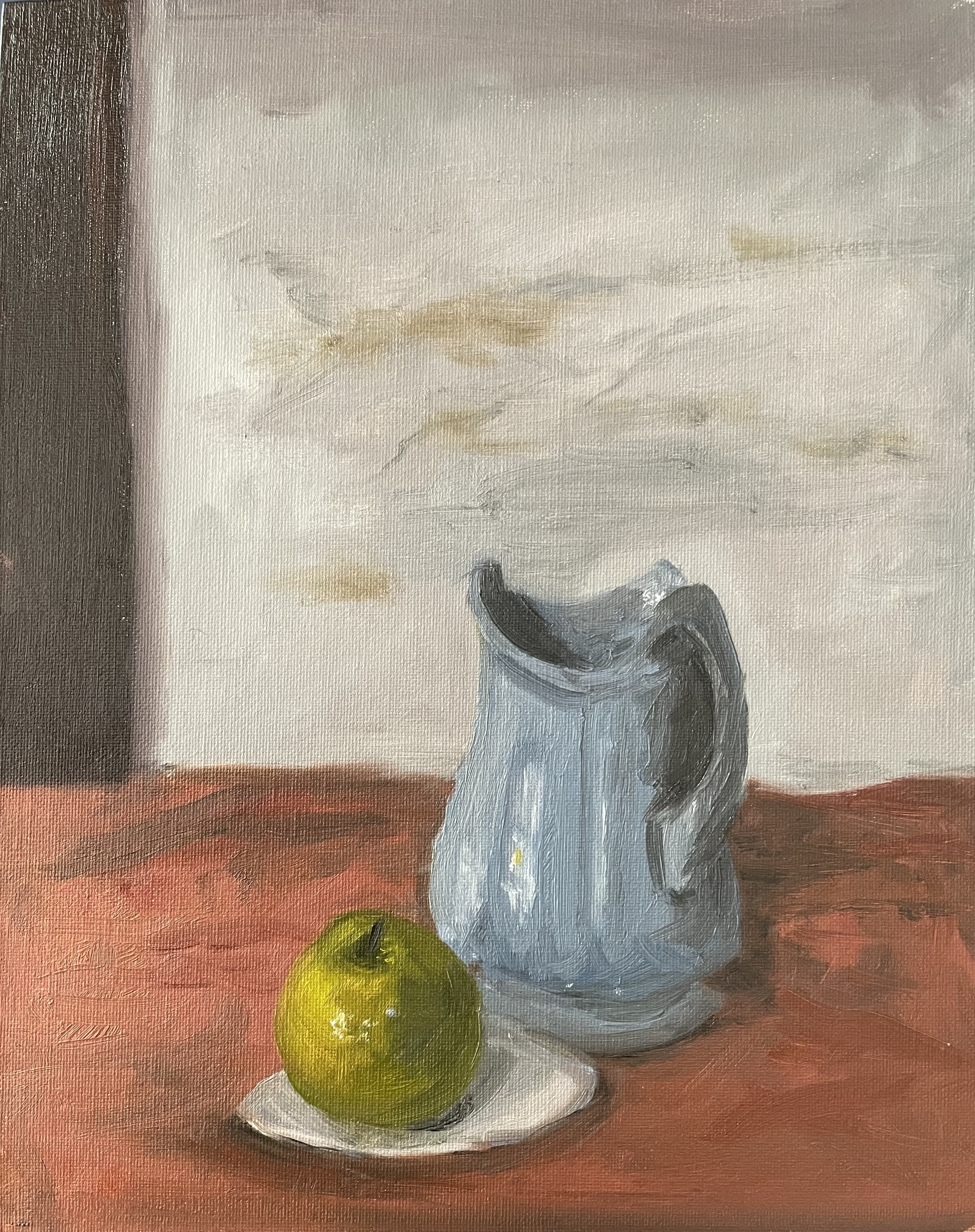 painting of a jug and apple